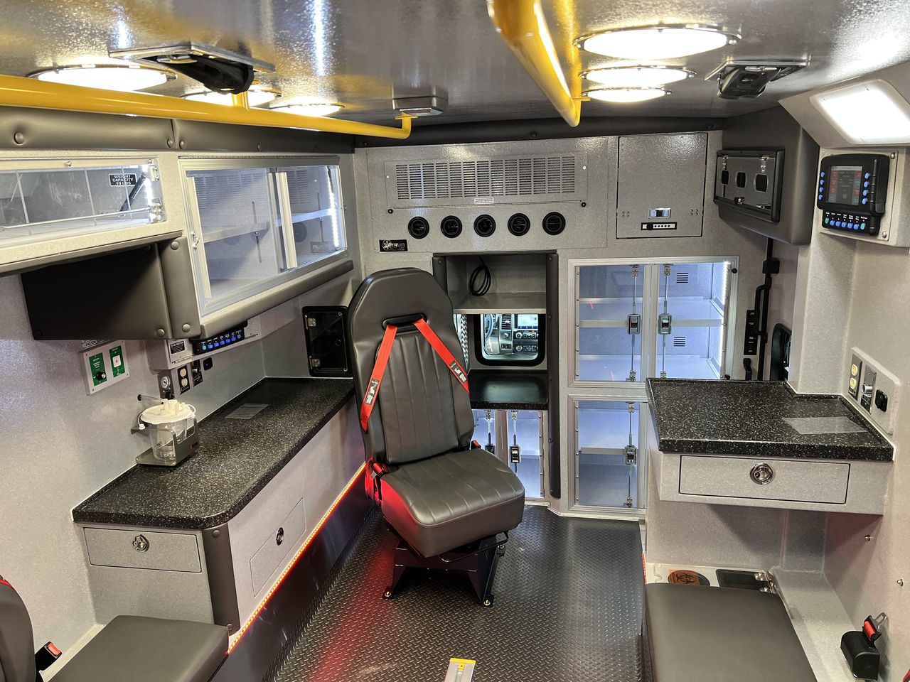 Serviced interior of a Braun ambulance module